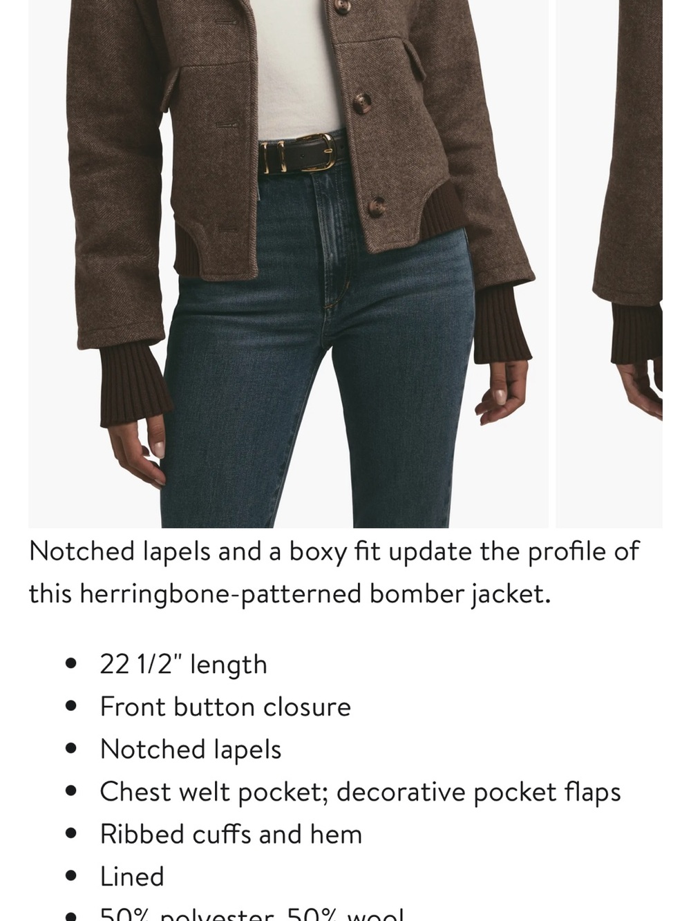 Favorite Daughter Brown Herringbone Bomber Jacket